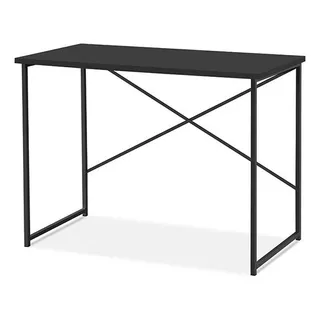 Escrivaninha Steel 90 Cm Estilo Industrial Com Pés Em Aço Cor Preto/preto