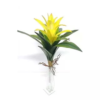 Bromélia Com Flor Planta Artifi. Flores Folhas Silicone 45cm