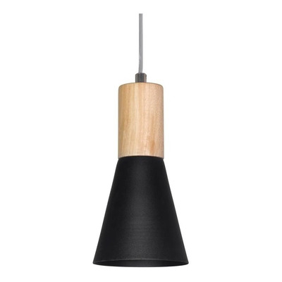 Colgante 1 Luz Elena Blanco Con Madera Apto E27 Diseño Mks