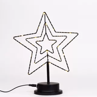 Velador Lámpara De Luz Estrella-con Usb-decoración-ambientes Color De La Estructura Negro/acero