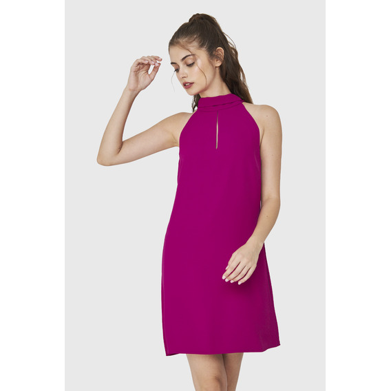 Vestido Halter Lazo Decorativo Fucsia Nicopoly