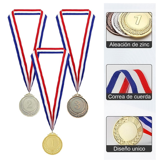 12pzs Medallas Metal De Oro Plata Bronce Deportivas