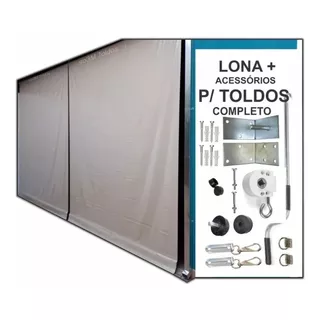 Kit Toldo Retrátil Manivela 3,6m Largura X 2,50m Altura