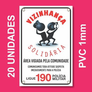 Placa Vizinhança Solidária Kit 20 Unid - Pvc 1mm - 20x30cm