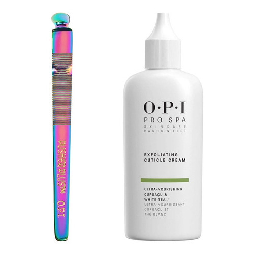 Opi Kit Repujador Cuticula Pusherplus Titanium + Crema Exfoliant