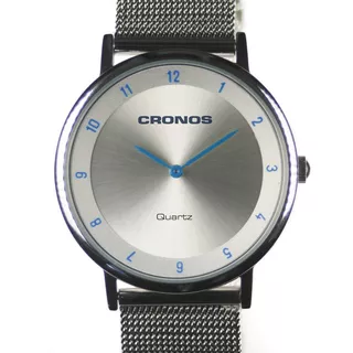 Reloj Cronos Tempus Blue Acero Inox Ultra Fino Resist Agua