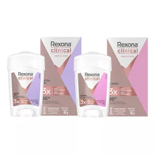 Pack X2 Rexona Clinical Desodorante En Crema Extra Dry 48gr