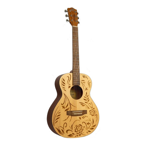 Guitarra Acustica Bamboo 38 Rock & Roses Con Funda Acolchada Color Marrón Material del diapasón Nogal Orientación de la mano Diestro