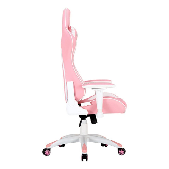 Silla de escritorio Meetion CHR16 MT-CHR16 gamer ergonómica  rosa y blanca con tapizado de cuero sintético