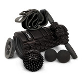 Rodillo Roller Masajeador Set 5 En 1 Ejercicio Yoga Pilates Color Negro