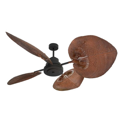 Ventilador De Techo Verona Negro Con Palas De Rattán Nogal 1.3 Cm 50 Hz Negro Nogal Rattan 4