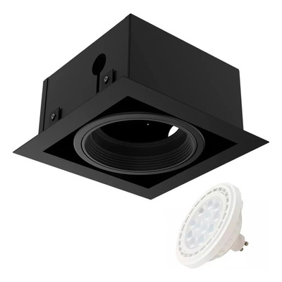 Embutido Cardanico 1 Luz Negro Con Lampara Led Ar111 