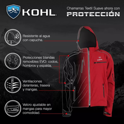 Chamarra Motociclista Con Protecciones Kohl Azul Y Guinda