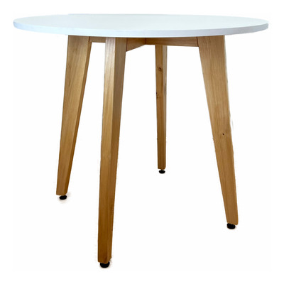 Mesa Comedor Redonda Blanca Escandinava Madera Nordica 90cm