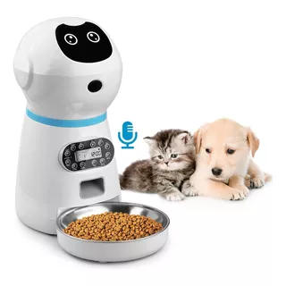 Comedero Automático Gato Perro 3,5l Grabación Voz Fuentelove Color Blanco