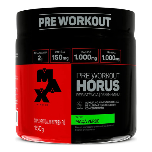 Pré Treino Hórus 150g Max Titanium Maçã Verde Energia Sustentada