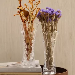 2 Vasos Vidro Planta Flores Decoração Sala Mesa Festas 23cm 