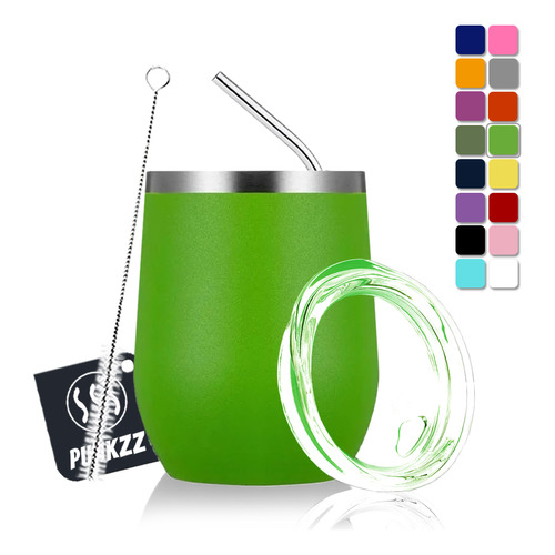 Vaso Termico Vino Café Te 12oz Acero Inoxidable W/calor/frí Color Verde