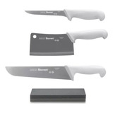 Combo Carnicero Cuchillo Starrett Deshuese Hacha + Piedra