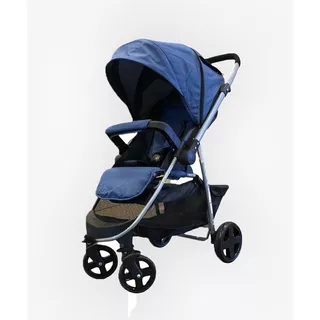 Cochecito Bebe Reforzado Con Manillar Rebatible - Tinok Color Azul Chasis Negro