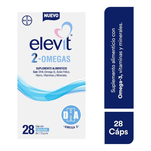 Elevit 2 Omegas Sup Alimenticio Con Dha&acido Folico Cap C28 Sabor Neutro