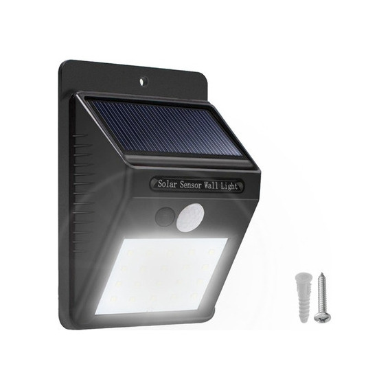 Panel Reflector Solar 30 Led Sensor Movimiento 3 Funciones Carcasa Negro Luz Blanco