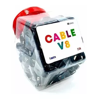 100 Cable 1hora 2.1a V8 Microusb Carga Rápida Suelto Mayoreo Color Negro