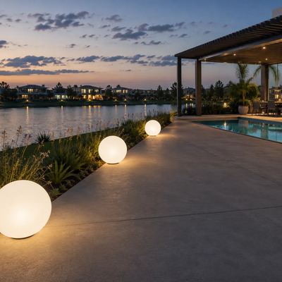Lampara Aplique Para Piso Globo Opal 1 Luz E27 Ø45cm Jardin Blanco