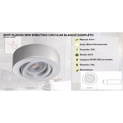 Pack X 10 Spot Plafon Blanco Movil Aplicar Luz Desing