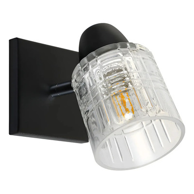 Aplique 1 Luz Vidrio Pared Old Apto Led Negro Negro