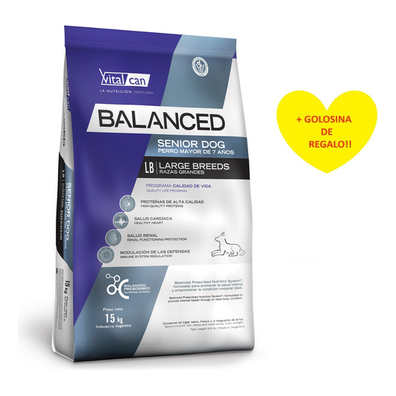 Vitalcan Balanced Senior Large Perro Grande 15k + Regalo