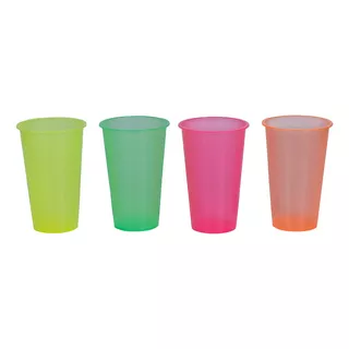 50 Vasos Reutilizable Plástico Colores Translucido Evento 