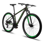 Bicicleta  mtb GTS Feel GLX aro 29 15" 24v freios de disco mecânico câmbios Indexado cor preto/verde