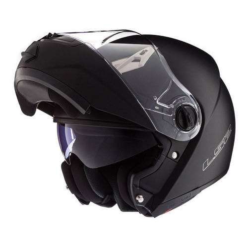 Casco Moto Rebatible Ls2 370 Easy Negro Brillo Doble Visor Color Negro brillante Tamaño del casco S