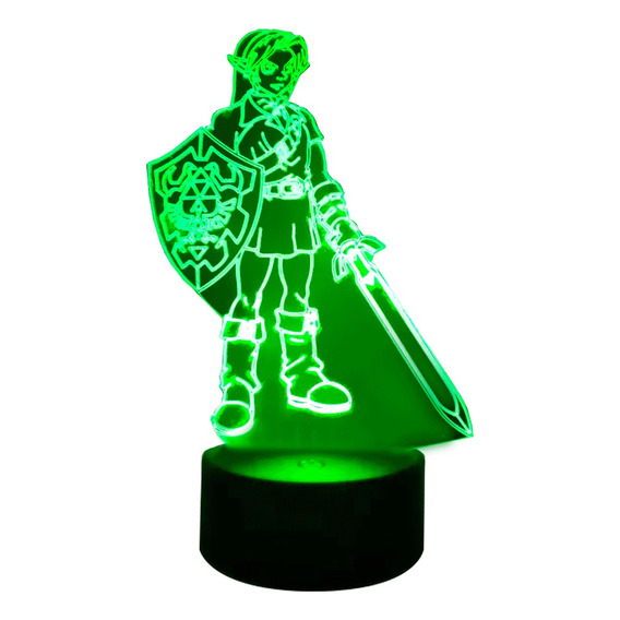 Lámpara 3d Link Legend Of Zelda Base Negra