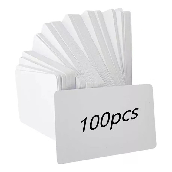 Pack 100 Tarjetas Credenciales Blanco De Pvc Para Impresoras