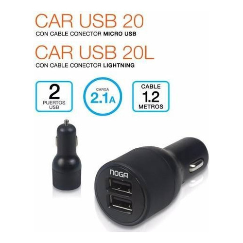 Cargador Noga Car USB 20 usb de auto con cable carga rápida