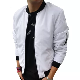 Chaqueta Chamarra Piloto O Bomber Impermeable Blanca