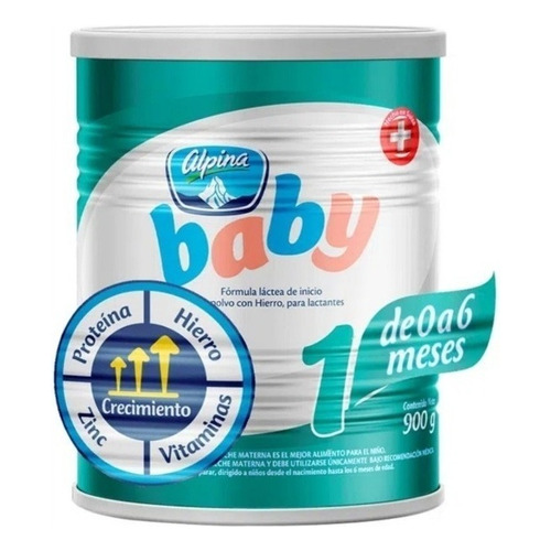 Leche de fórmula en polvo sin TACC Alpina Baby 1 en lata de 1 de 900g - 0  a 6 meses