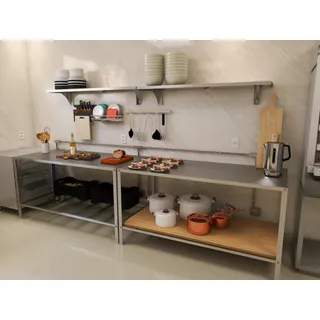 Mesa Bancada Industrial Inox Manipulação Cozinha