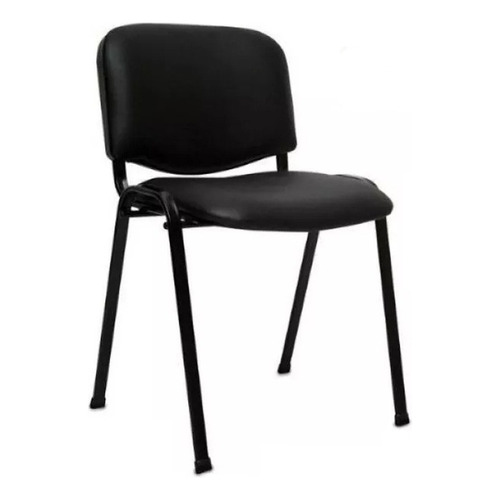 Silla Fija 4 Patas De Oficina Sala Espera Tapizada Apilable Color Negro Material del tapizado Tela