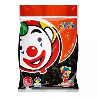 Globo Latex Decorator Redondo N° 9 Payaso C/100 Piezas Color Negro