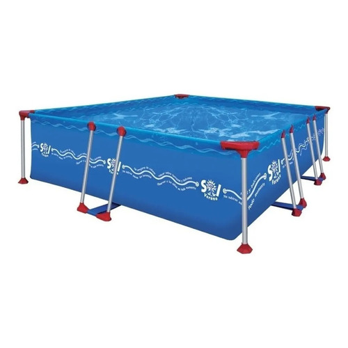 Pileta estructural rectangular Sol de Verano S300 con capacidad de 4600 litros de 3m de largo x 2.2m de ancho de 340cm de diámetro  azul diseño olas