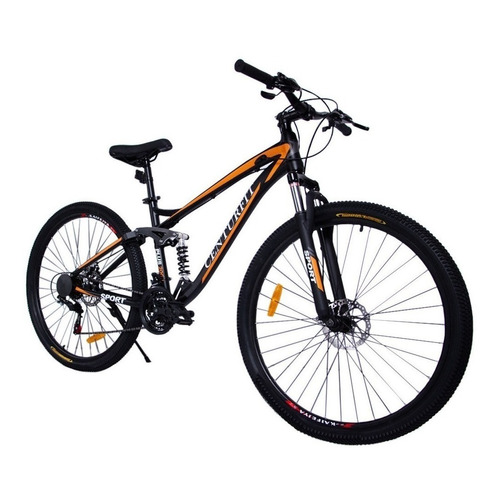 Mountain bike Centurfit MKZ-BICIALUMINIO R29 21v color naranja con pie de apoyo