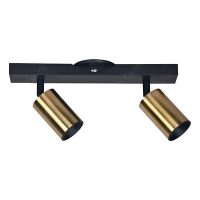 Aplique 2 Luces Pola Negro Dorado Apto Led Gu10 Diseño Deco
