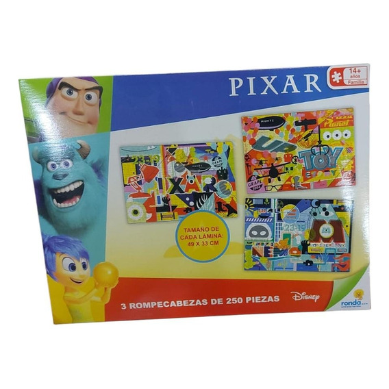 Set 3 Puzzle 250 Piezas Personajes Pixar +14 Años