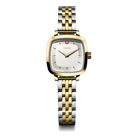 Wenger Reloj Vintage Classic 27 Mm, Blanco Color De La Correa Plateado/dorado Color Del Bisel Plateado