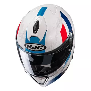 Capacete Hjc I90 Syrex Branco, Azul E Vermelho