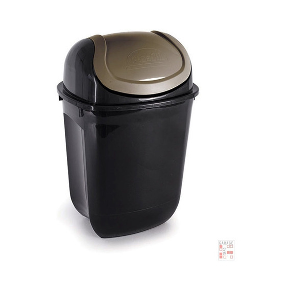 Tarro De Residuos Papelera Basurero Tapa Vaivén 19,5 Lts Color Negro