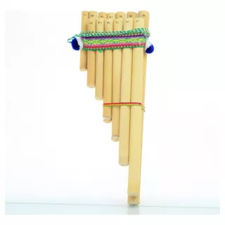 Zampoña Flauta Pan Peruana Dupla Grande 13 Notas Cor Bege
